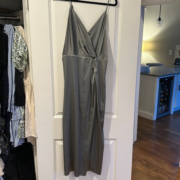 Astr Dresses Astr The Label Twist Front Satin Dress Sage Poshmark